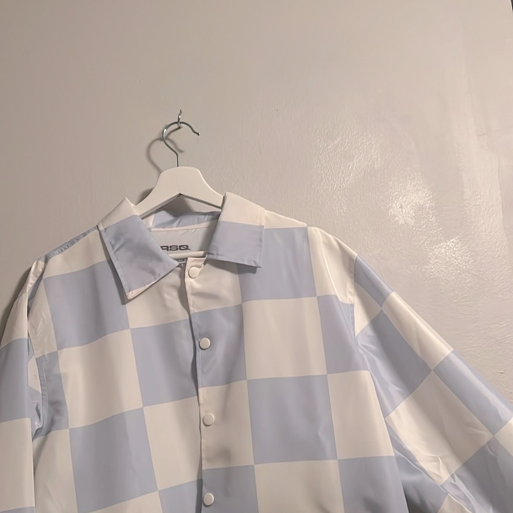 RSQ Mens Checkerboard Coaches jacket Size S snap buttons Bin 342 - Picture 6 of 12